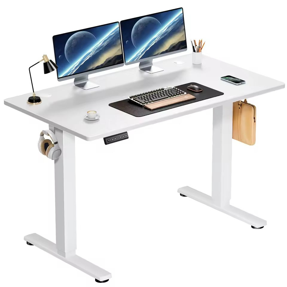 Height-Adjustable Standing Desk with Multi-Function Control Panel