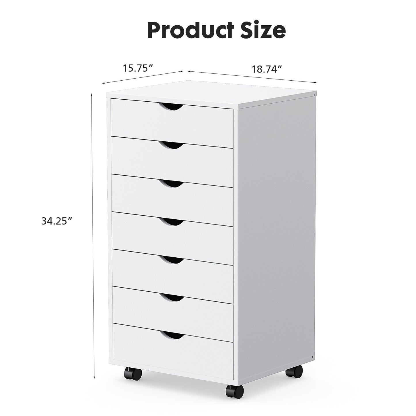 Seven-Drawer Storage Cabinet with Caster Wheels and Metal Drawer Slides