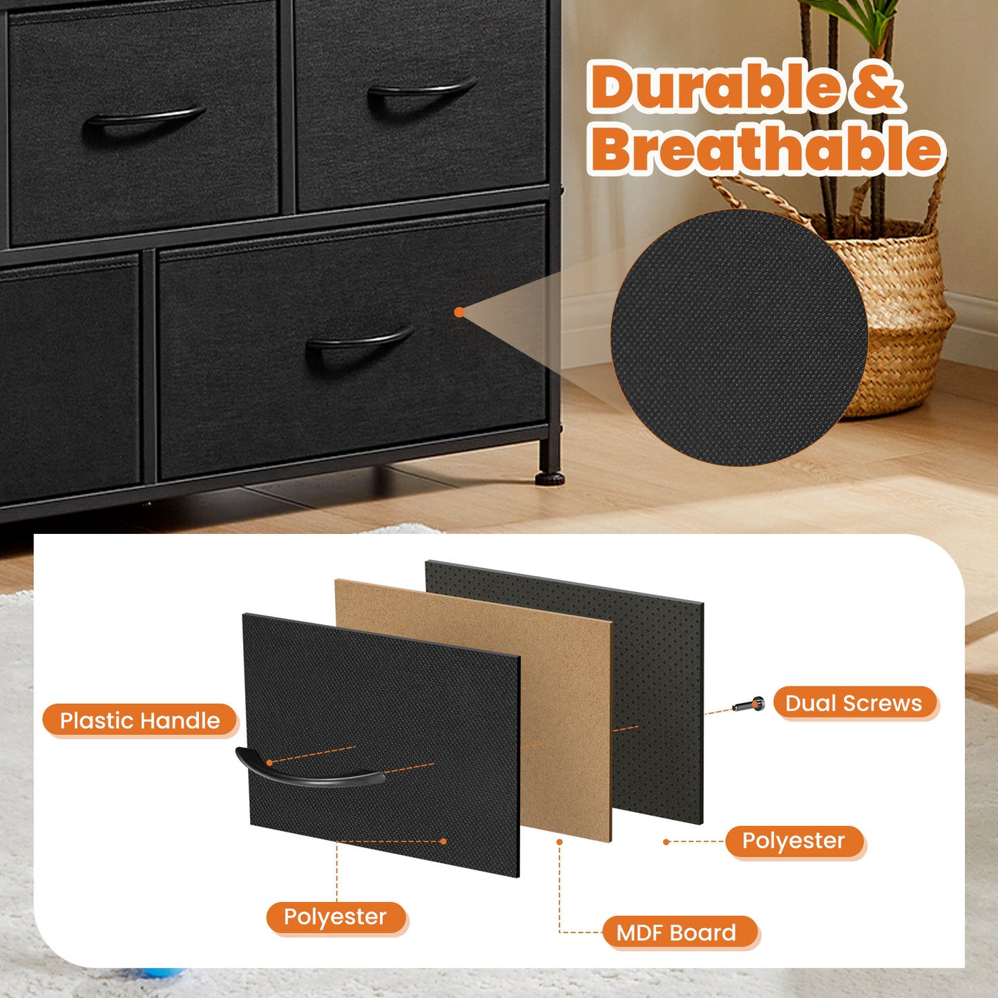 Five-Drawer Metal Frame Fabric Storage Organizer