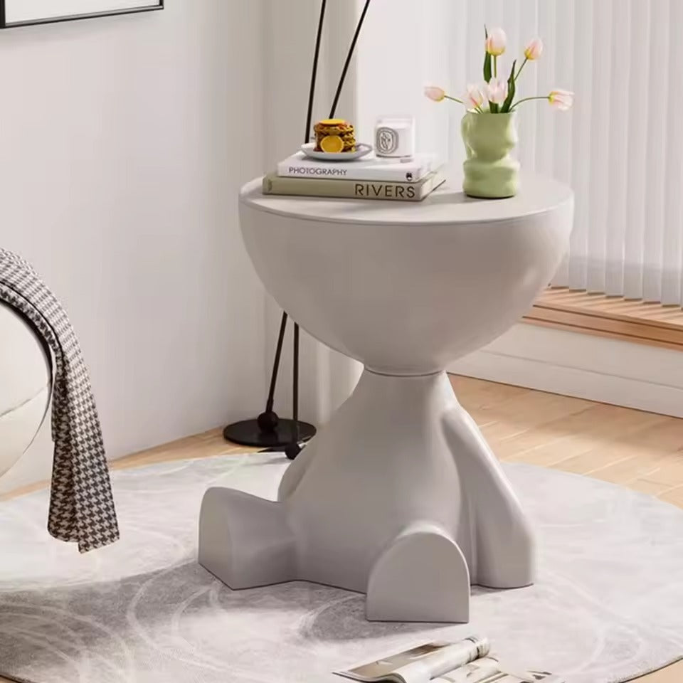 Sculpted Round Table with Concave Top and Stable Base