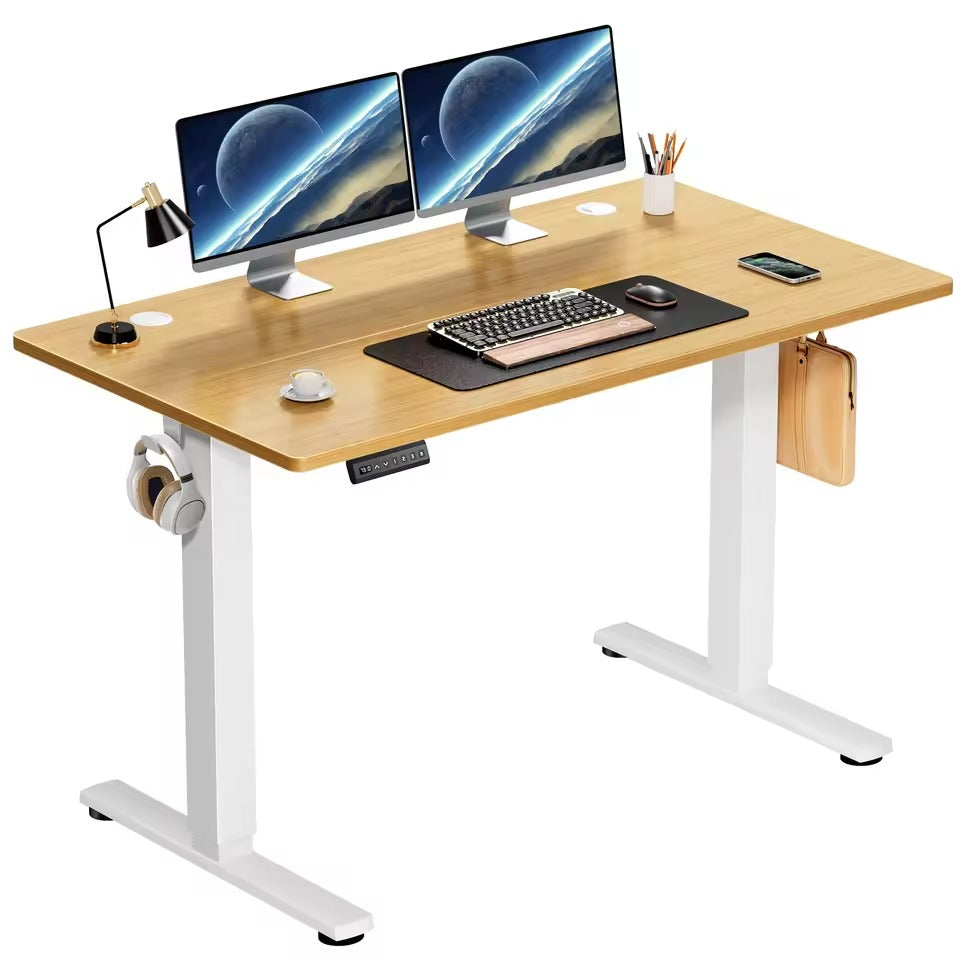 Height-Adjustable Standing Desk with Multi-Function Control Panel