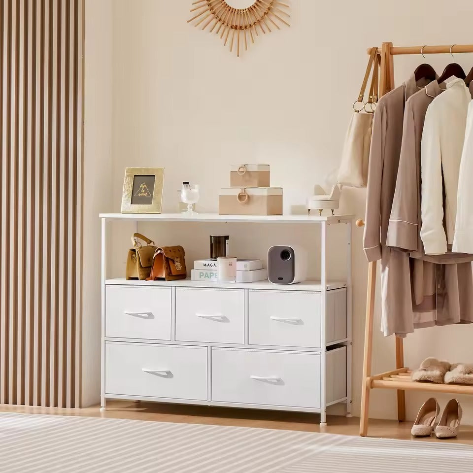 Five-Drawer Metal Frame Fabric Storage Organizer