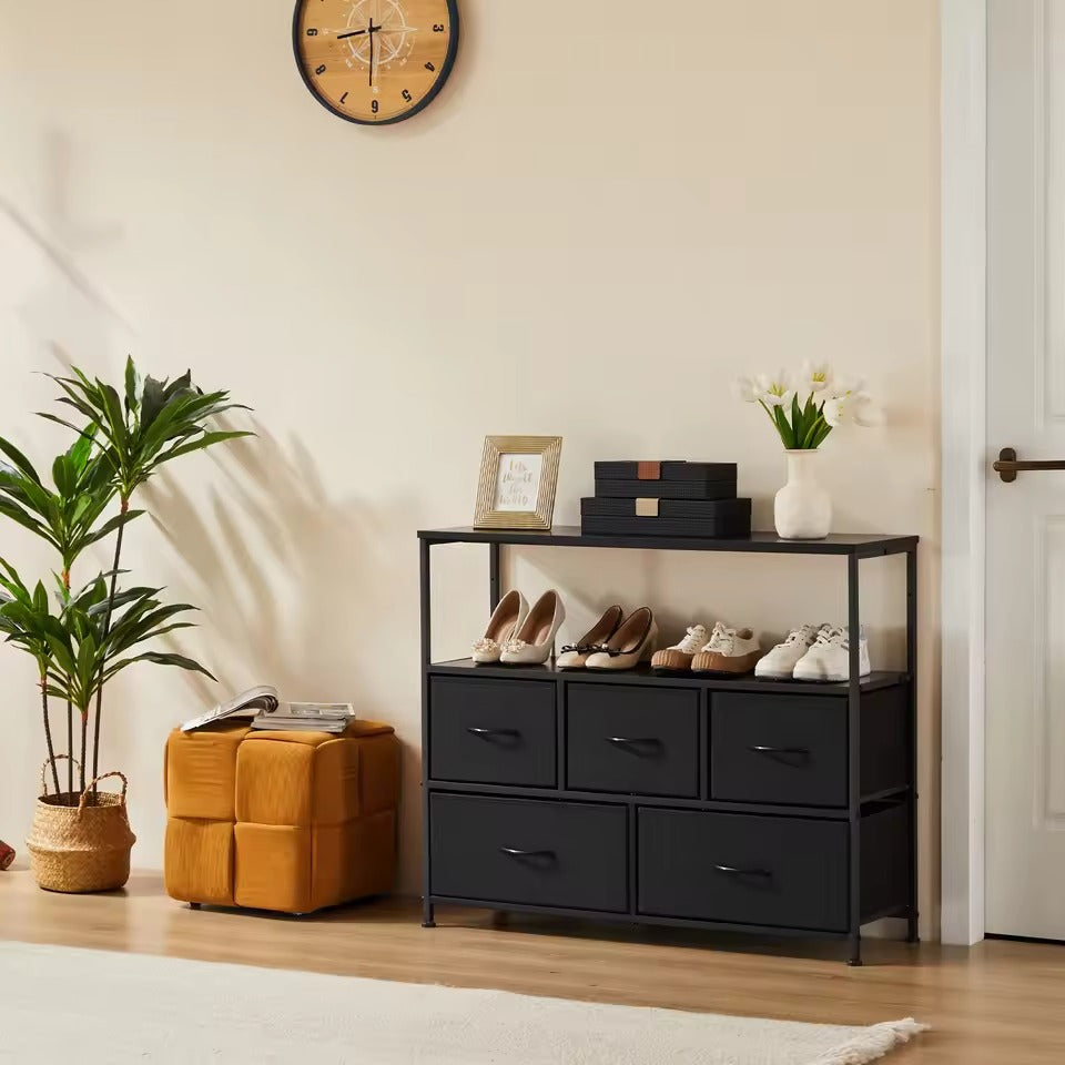 Five-Drawer Metal Frame Fabric Storage Organizer