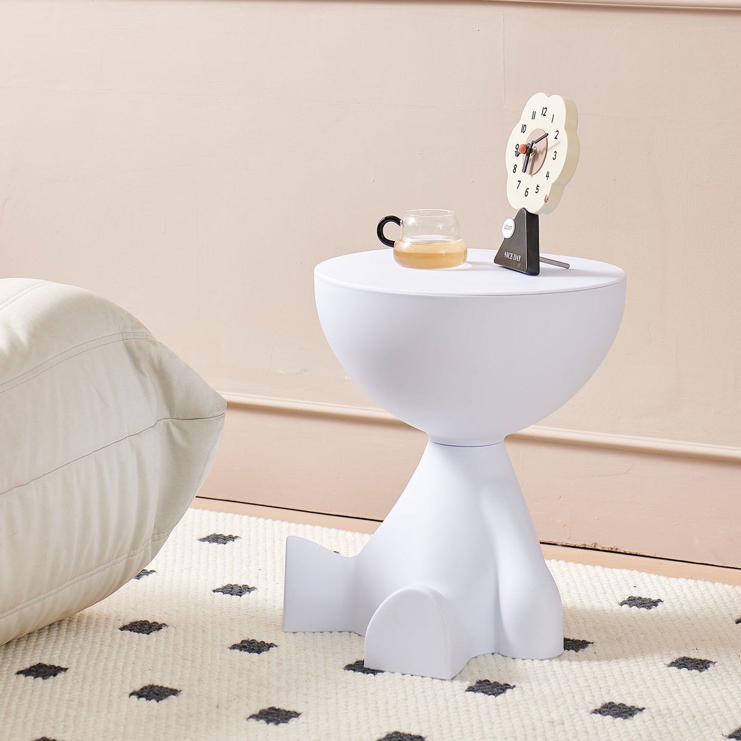 Sculpted Round Table with Concave Top and Stable Base