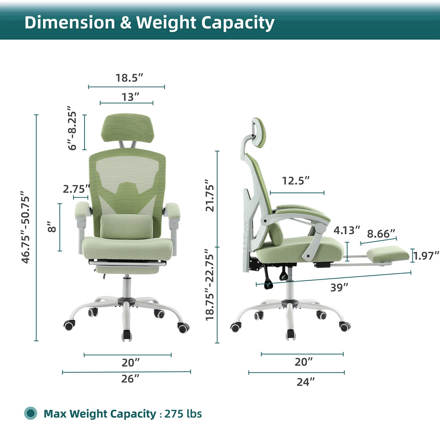 Ergonomic Office Chair with Mesh Backrest, Footrest, and Adjustable Features