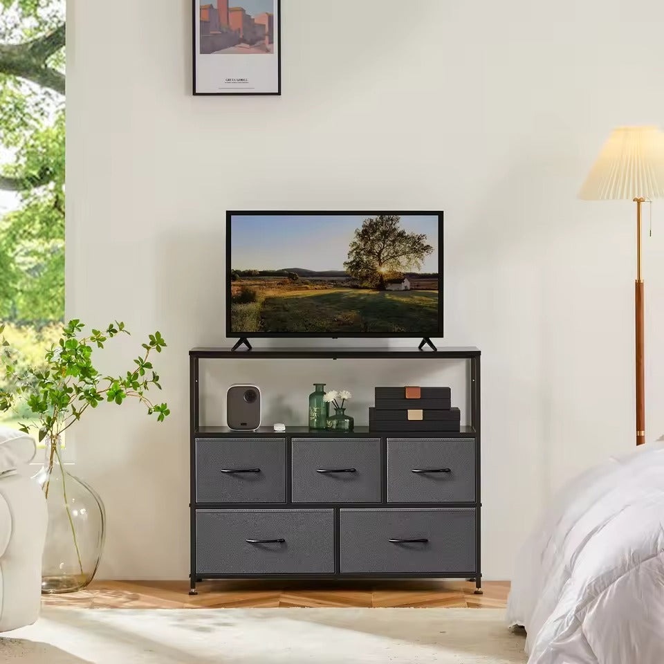 Five-Drawer Metal Frame Fabric Storage Organizer