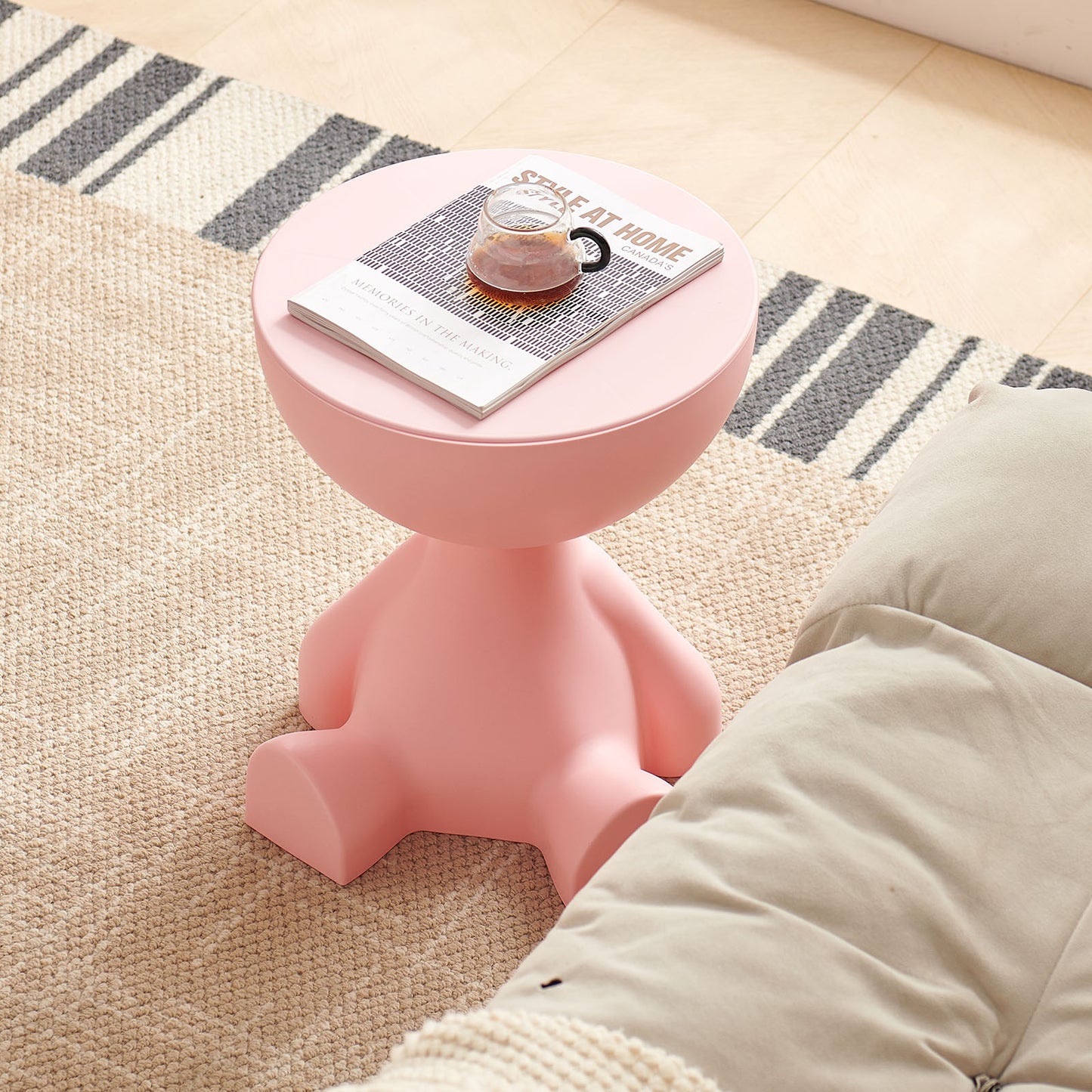 Sculpted Round Table with Concave Top and Stable Base