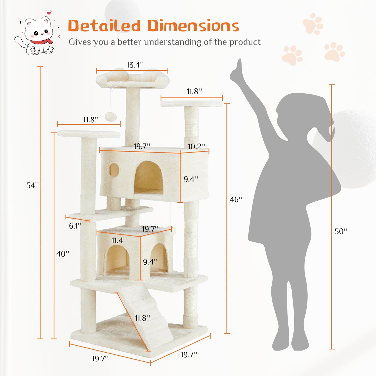 Multi-Level Cat Tree with Sisal Posts, Ramp, and Enclosed Compartments