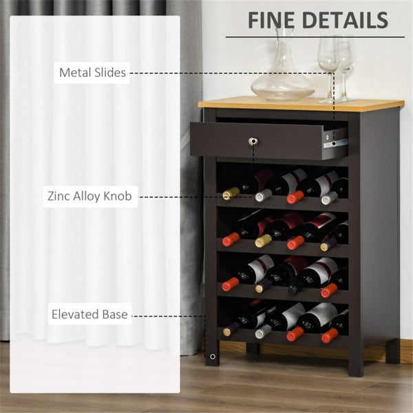 Freestanding Wine Rack with Storage Drawer and Elevated Base