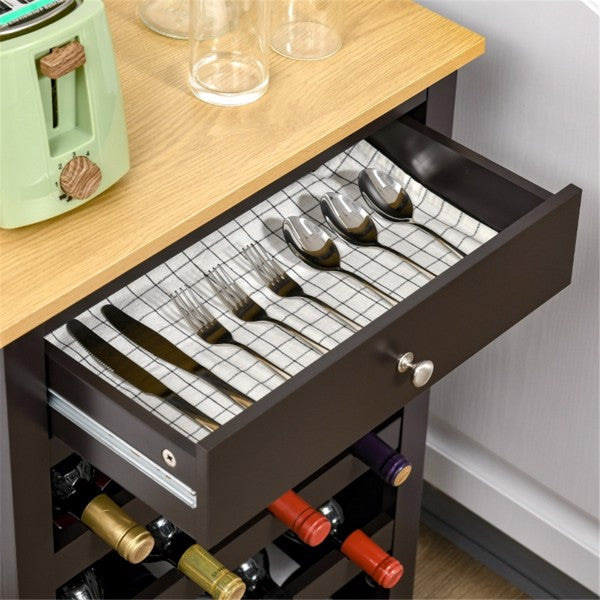 Freestanding Wine Rack with Storage Drawer and Elevated Base