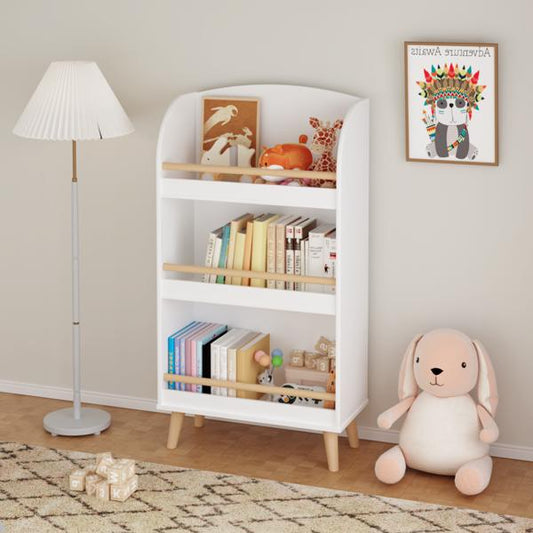Children's Bookshelf with Three Open Tiers and Safety Features