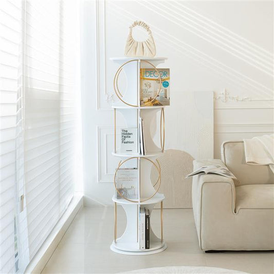 360-Degree Rotating Vertical Shelving Unit with Circular Tiers