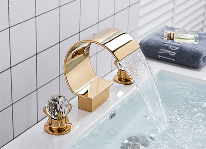 Deck-Mounted Faucet with Separate Hot and Cold Handles