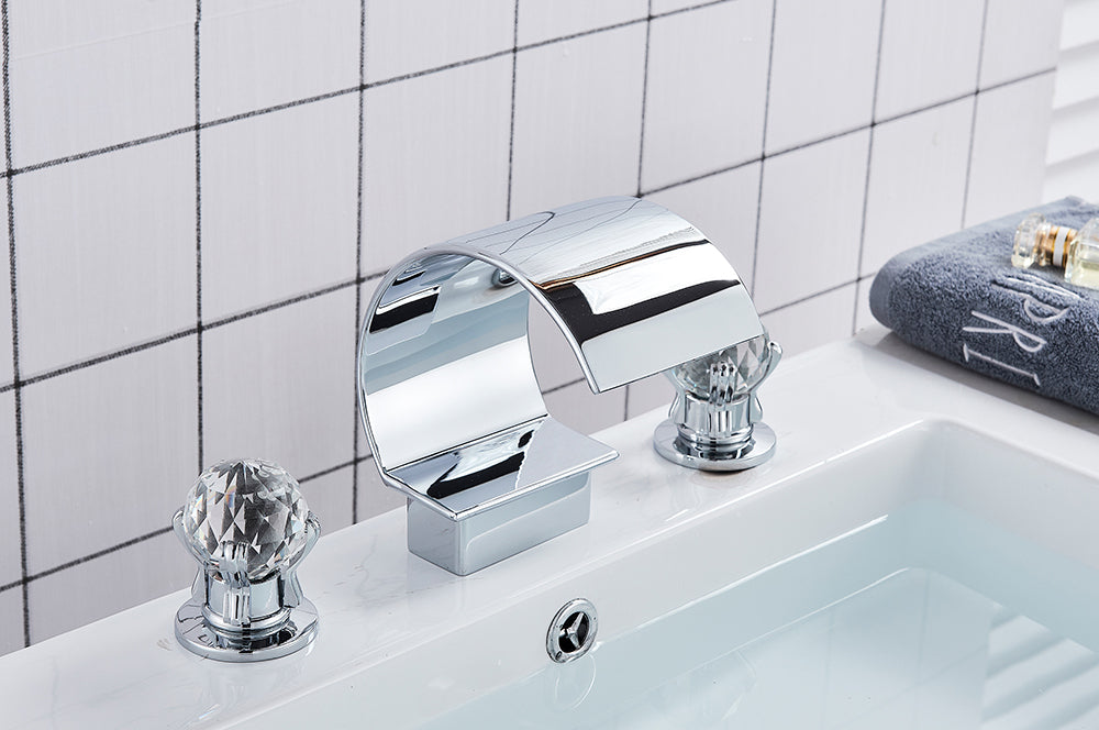 Deck-Mounted Faucet with Separate Hot and Cold Handles