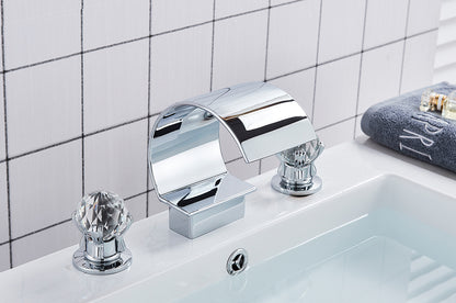 Deck-Mounted Faucet with Separate Hot and Cold Handles