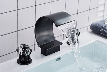 Deck-Mounted Faucet with Separate Hot and Cold Handles