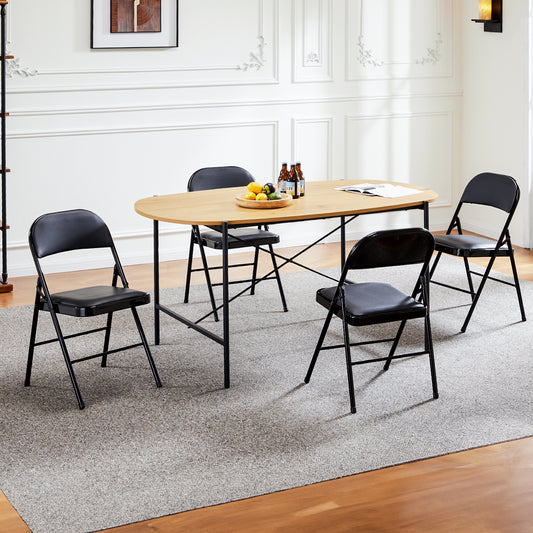 4-Pack Foldable Metal Frame Chairs with Cushioned Seats and Backrests