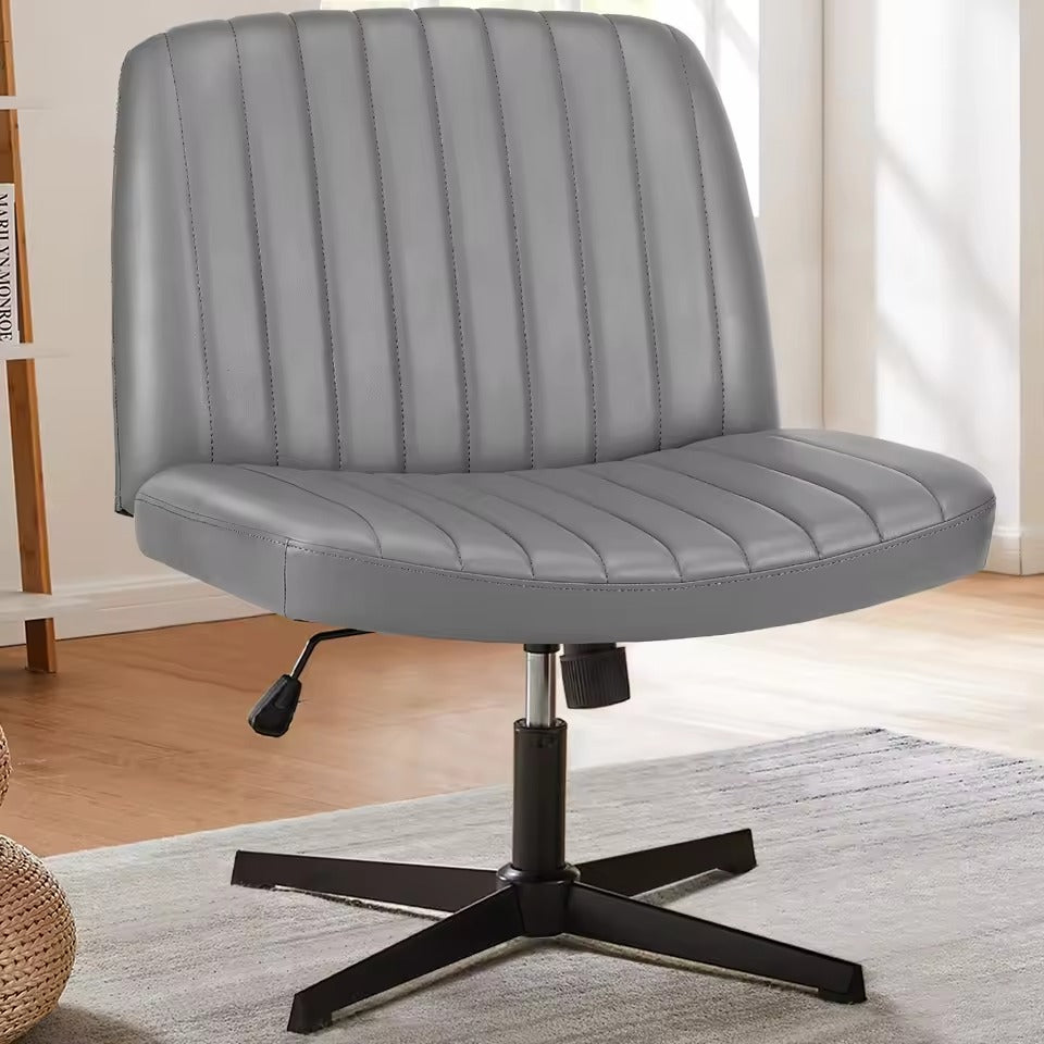 Armless Swivel Chair with Cushioned Seat and Adjustable Height