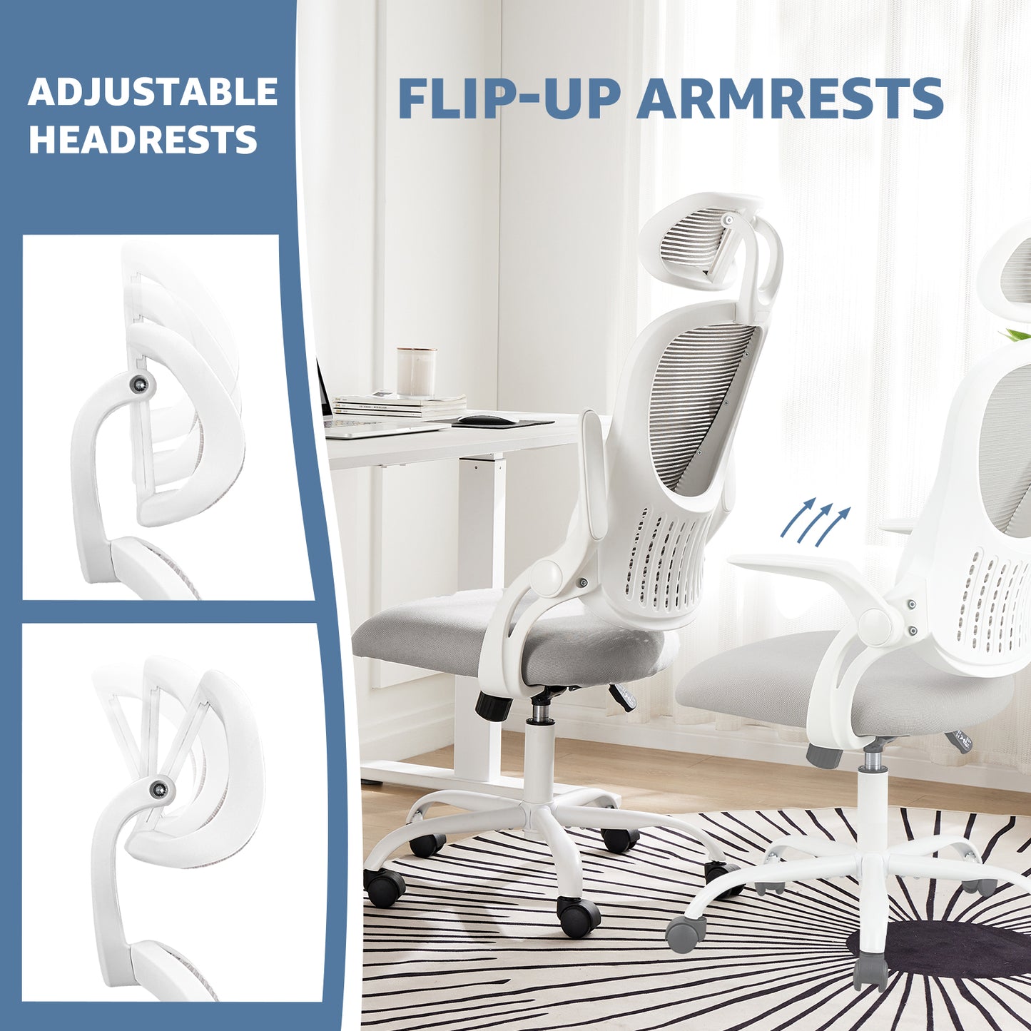Ergonomic Office Chair with Adjustable Headrest, Lumbar Support, and Flip-Up Armrests
