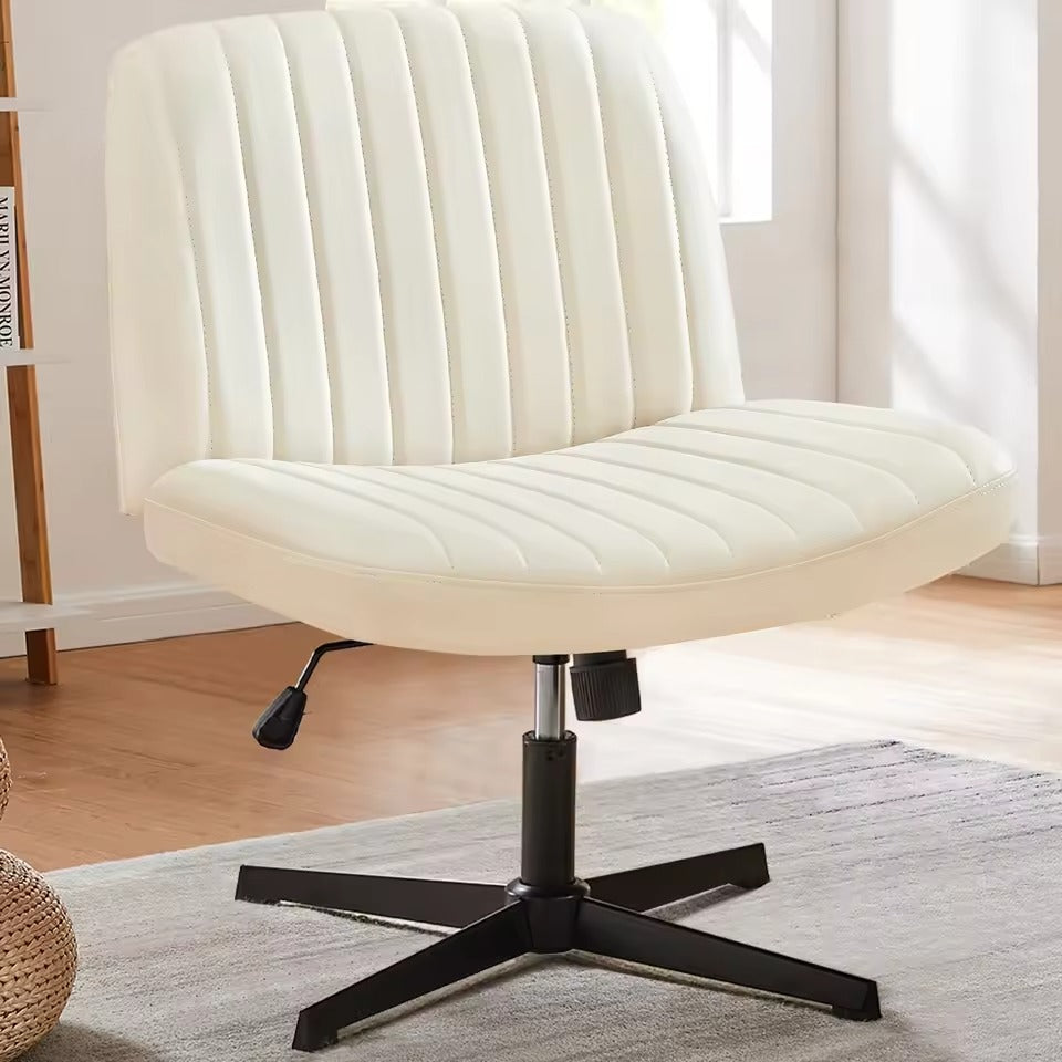 Armless Swivel Chair with Cushioned Seat and Adjustable Height