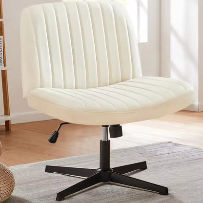 Armless Swivel Chair with Cushioned Seat and Adjustable Height