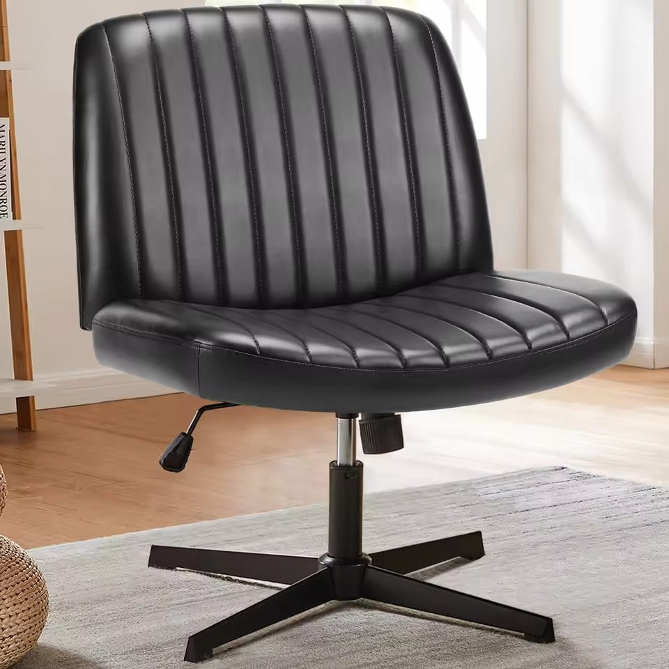 Armless Swivel Chair with Cushioned Seat and Adjustable Height
