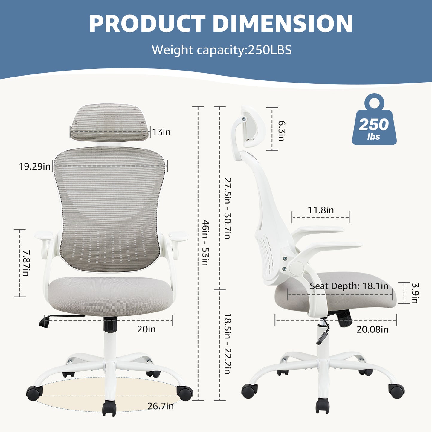 Ergonomic Office Chair with Adjustable Headrest, Lumbar Support, and Flip-Up Armrests