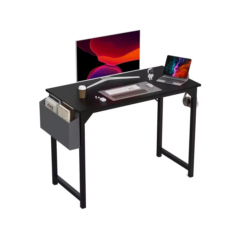 Metal Frame Desk with Side Storage Compartments and Hooks