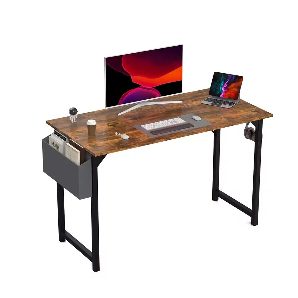 Metal Frame Desk with Side Storage Compartments and Hooks