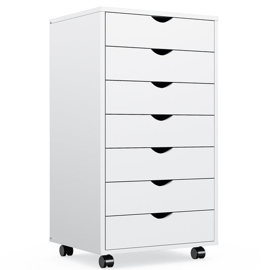 Seven-Drawer Storage Cabinet with Caster Wheels and Metal Drawer Slides