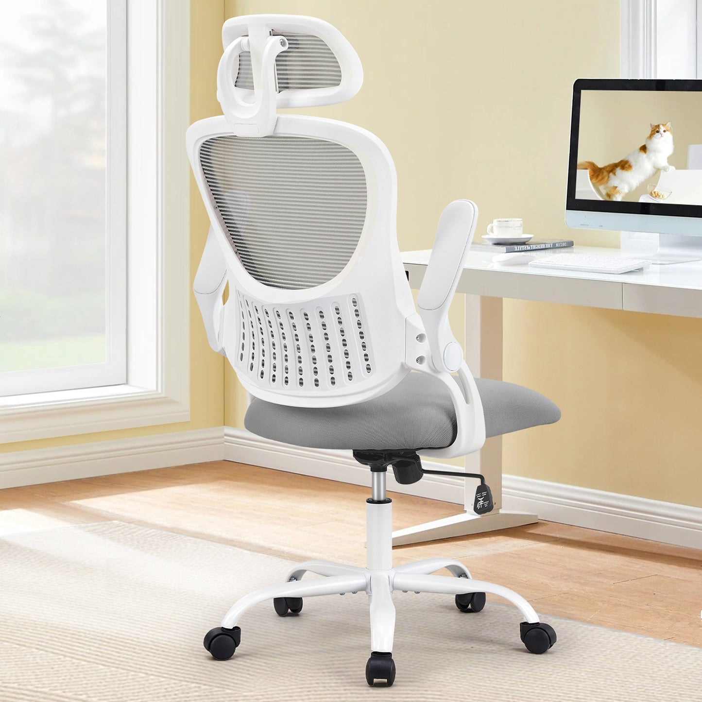 Ergonomic Office Chair with Adjustable Headrest, Lumbar Support, and Flip-Up Armrests