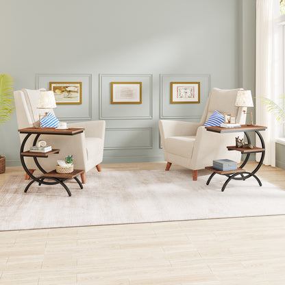 Three-Tier Metal Frame Side Table with Particleboard Shelves