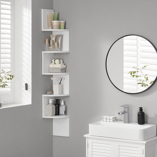 Vertical Zigzag Wall-Mounted Shelf with Five Tiers
