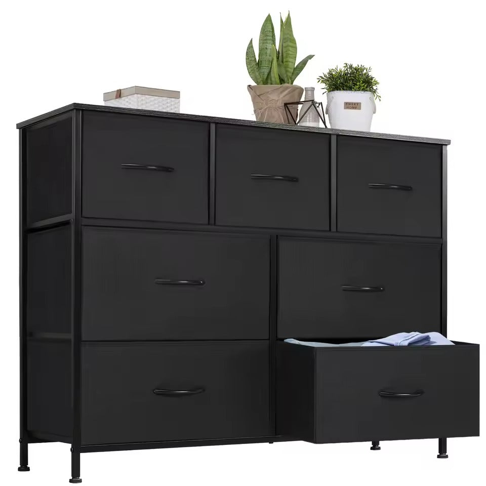 Seven-Drawer Storage Unit with Steel Frame and MDF Surface