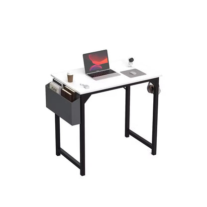 Metal Frame Desk with Side Storage Compartments and Hooks
