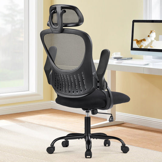 Ergonomic Office Chair with Adjustable Headrest, Lumbar Support, and Flip-Up Armrests