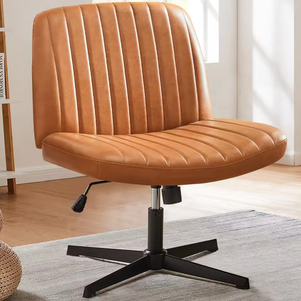 Armless Swivel Chair with Cushioned Seat and Adjustable Height