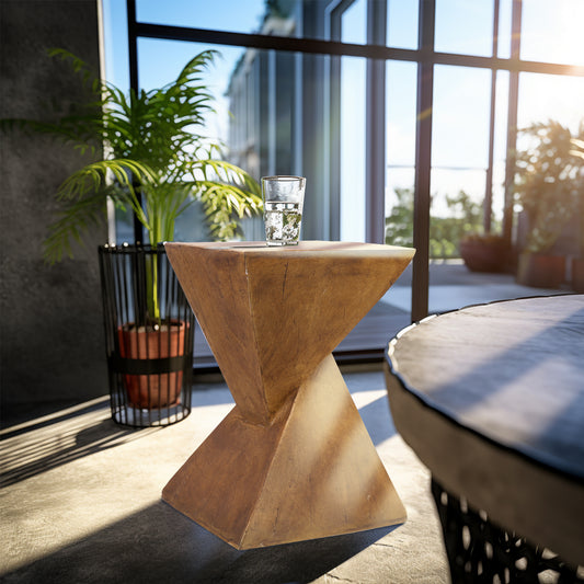 Geometric Hourglass Shaped Concrete Side Table