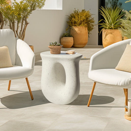 Sculptural U-Shaped Concrete Side Table