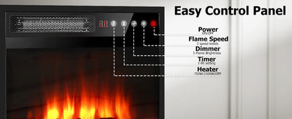 Entertainment Console with Electric Fireplace, LED Lights, and Adjustable Shelves