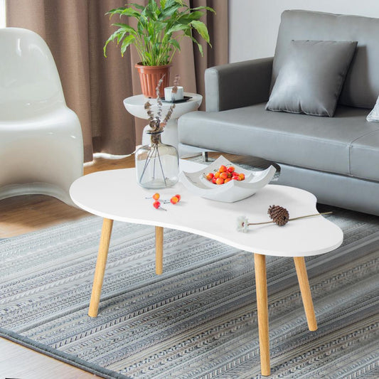 Cloud-Shaped Coffee Table with Engineered Wood Top and Cylindrical Legs