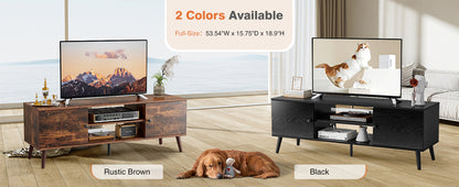 TV Stand with Adjustable Center Shelf, Soft-Close Doors, and Cable Management