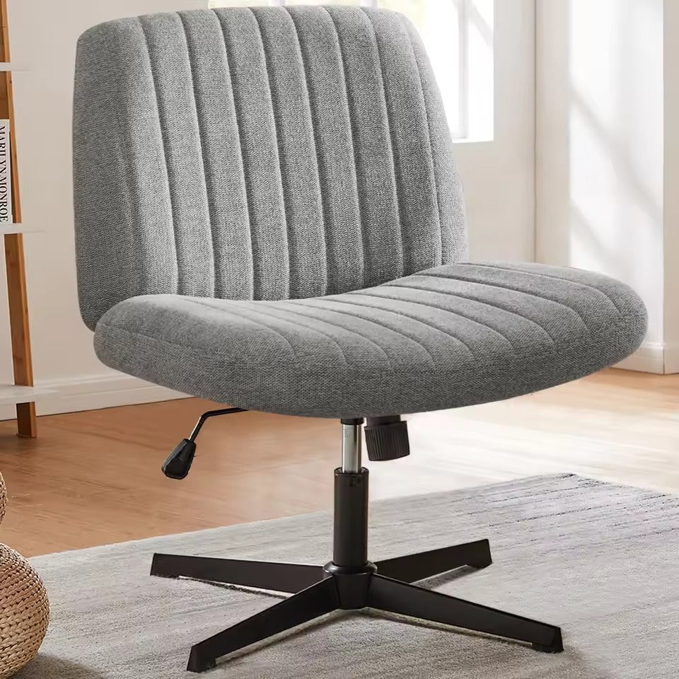 Armless Swivel Chair with Cushioned Seat and Adjustable Height