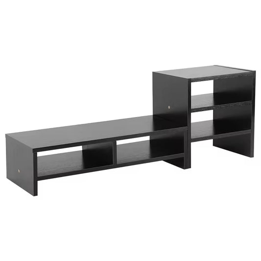 Desktop Riser with Horizontal Platform and Three-Tier Vertical Shelf for Storage