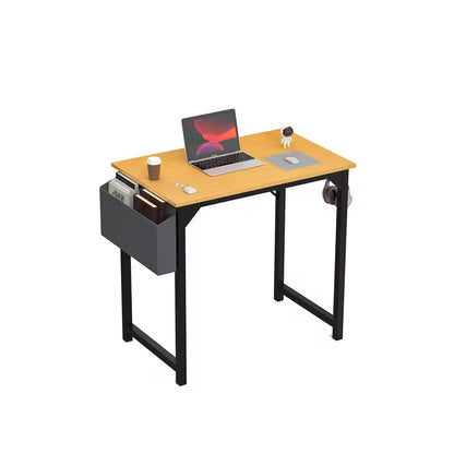 Metal Frame Desk with Side Storage Compartments and Hooks