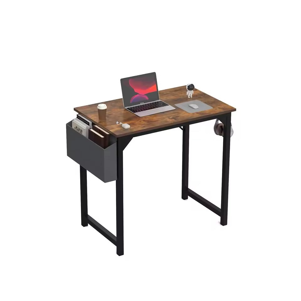 Metal Frame Desk with Side Storage Compartments and Hooks