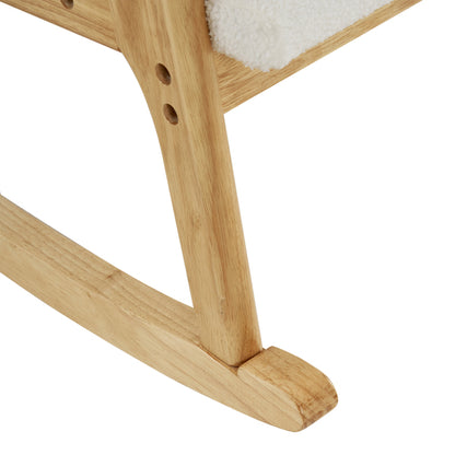 Rocking Chair with Solid Wood Frame, Teddy Fleece Cushions, and Lumbar Pillow