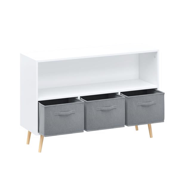 Freestanding Storage Unit with Removable Drawers and Open Shelf