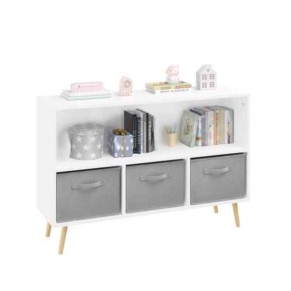 Freestanding Storage Unit with Removable Drawers and Open Shelf