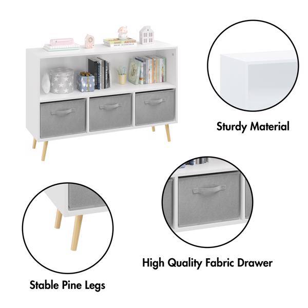 Freestanding Storage Unit with Removable Drawers and Open Shelf